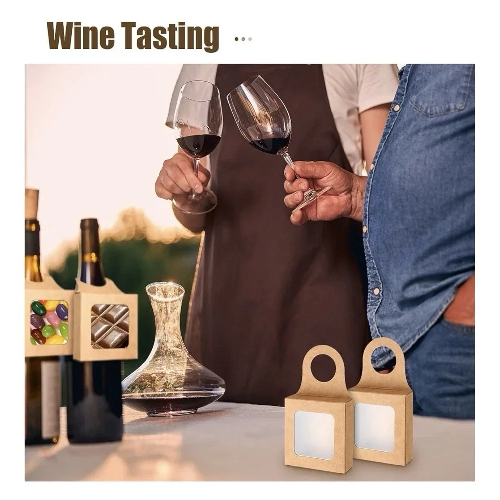 25 Count Kraft Paper Wine Bottle Boxes 4x2.4x1.2